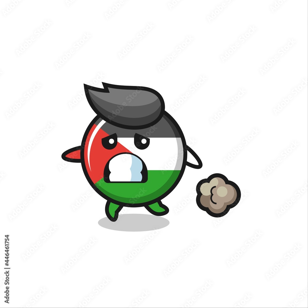 illustration of the palestine flag badge running in fear