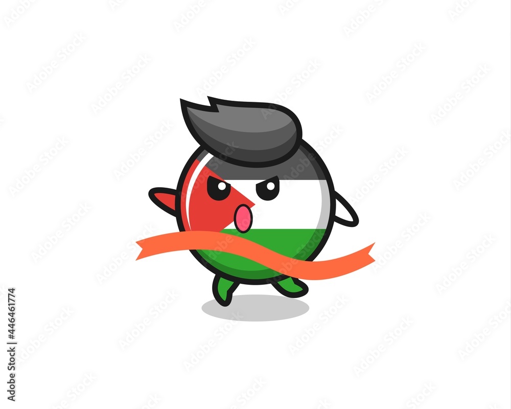 cute palestine flag badge illustration is reaching the finish