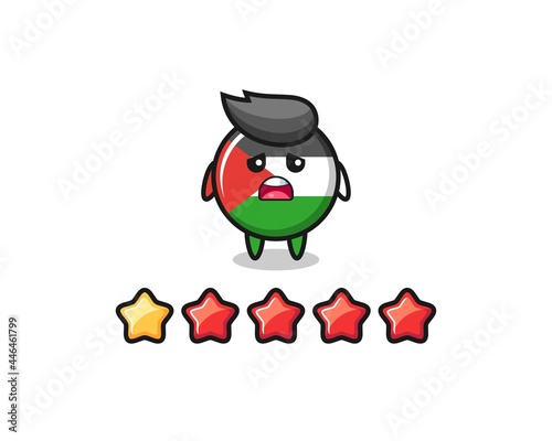 the illustration of customer bad rating, palestine flag badge cute character with 1 star © heriyusuf