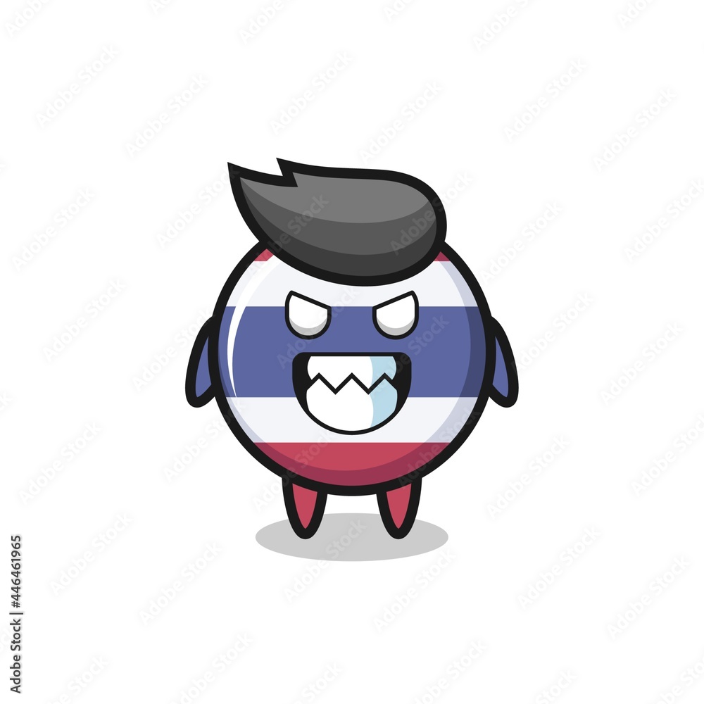 evil expression of the thailand flag badge cute mascot character