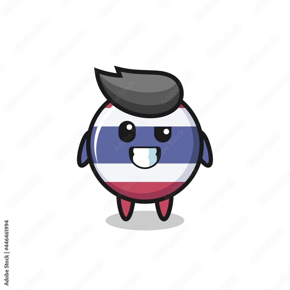 cute thailand flag badge mascot with an optimistic face