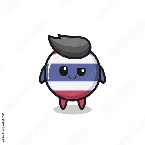 thailand flag badge cartoon with an arrogant expression