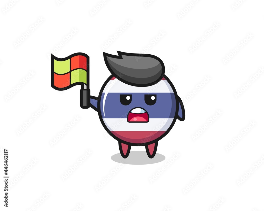 thailand flag badge character as line judge putting the flag up thailand flag badge character as line judge putting the flag up