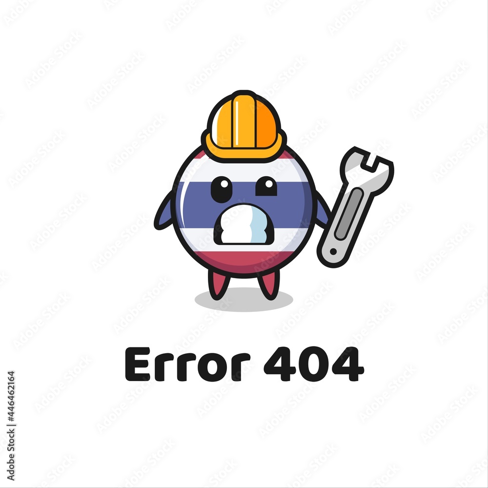 error 404 with the cute thailand flag badge mascot error 404 with the cute thailand flag badge mascot