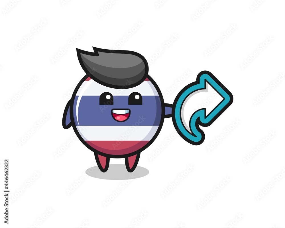cute thailand flag badge hold social media share symbol cute thailand flag badge hold social media share symbol