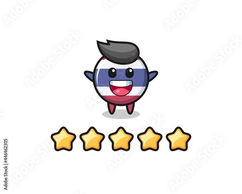 the illustration of customer best rating, thailand flag badge cute character with 5 stars © heriyusuf