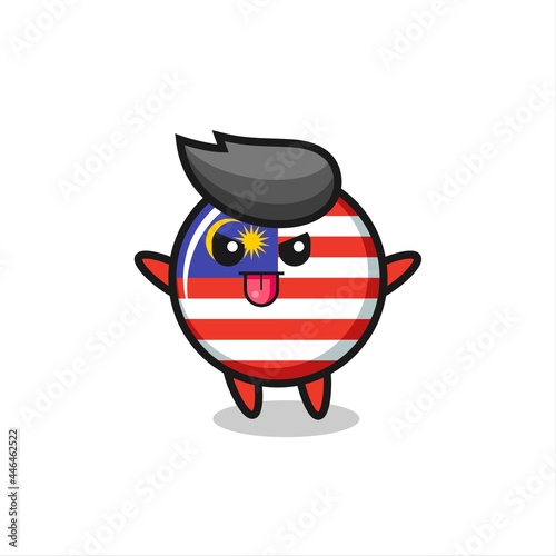 naughty malaysia flag badge character in mocking pose