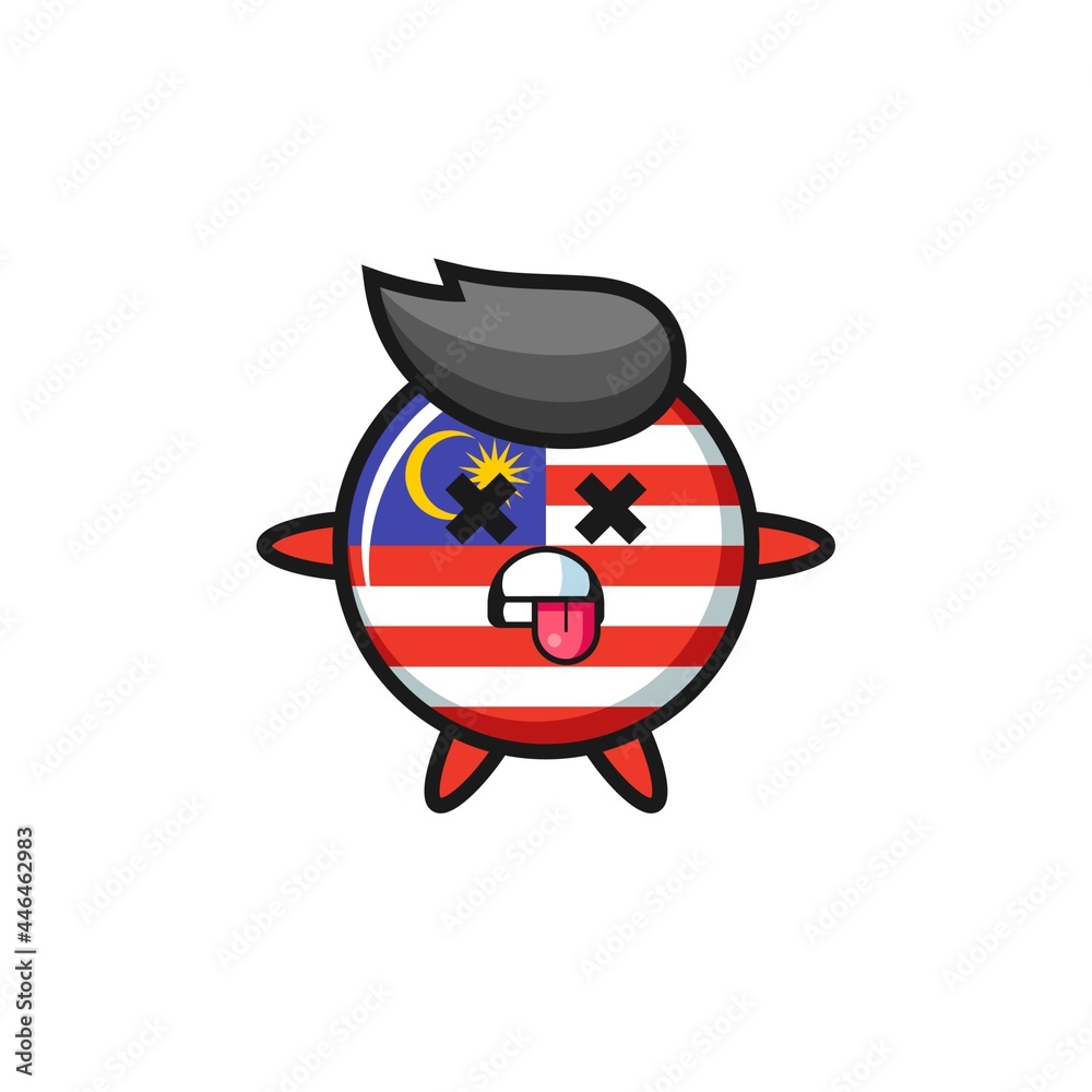 character of the cute malaysia flag badge with dead pose character of the cute malaysia flag badge with dead pose