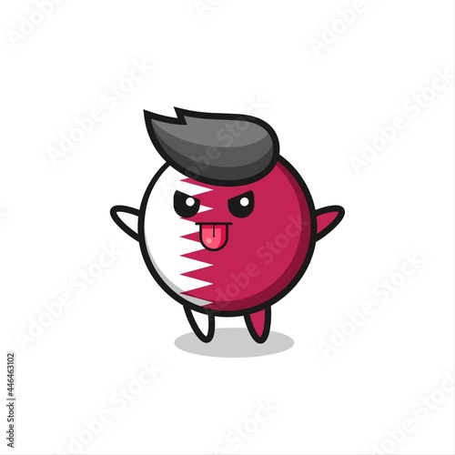 naughty qatar flag badge character in mocking pose