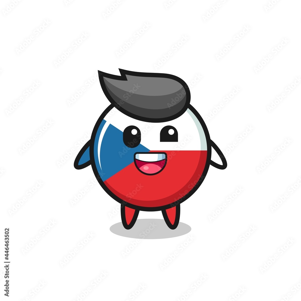 illustration of an czech republic flag badge character with awkward poses