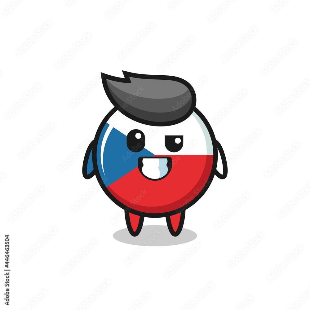 cute czech republic flag badge mascot with an optimistic face