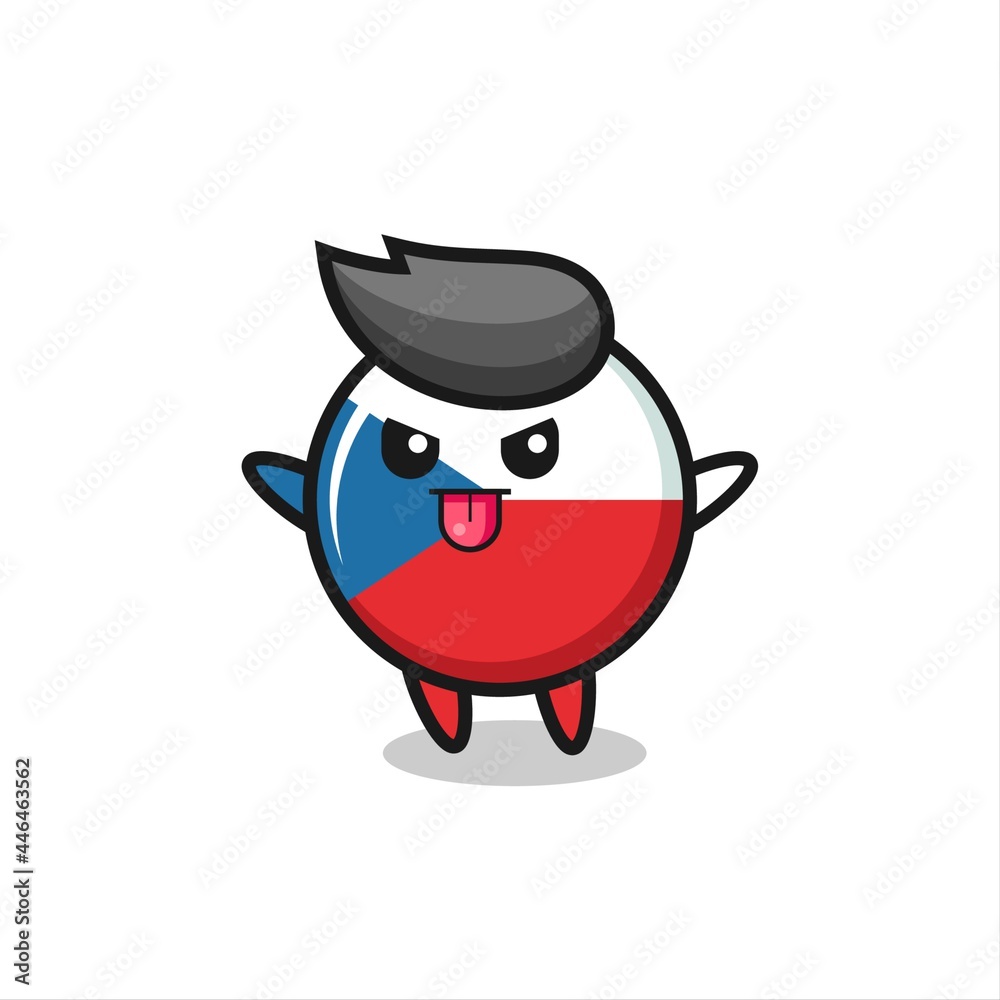 naughty czech republic flag badge character in mocking pose