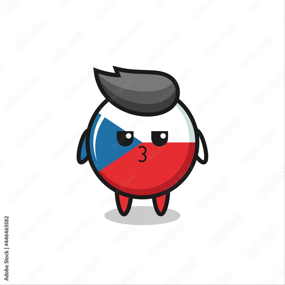 the bored expression of cute czech republic flag badge characters