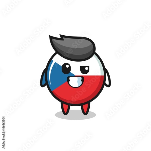cute czech republic flag badge mascot with an optimistic face