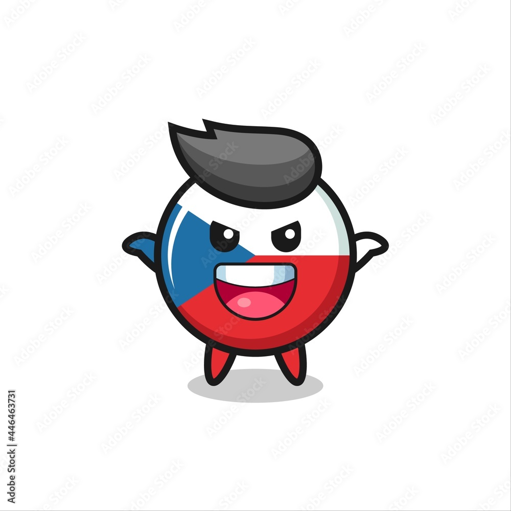 the illustration of cute czech republic flag badge doing scare gesture