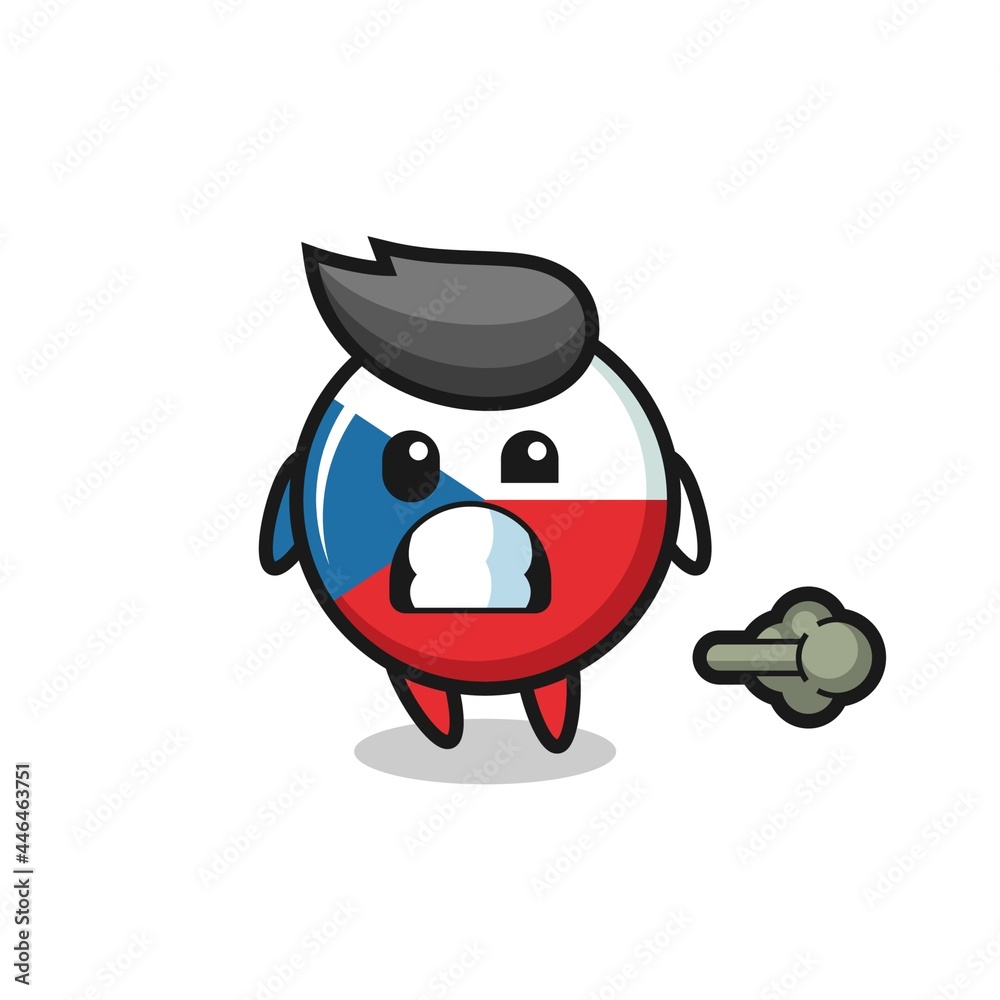 the illustration of the czech republic flag badge cartoon doing fart
