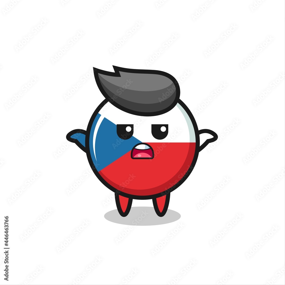 czech republic flag badge mascot character saying I do not know