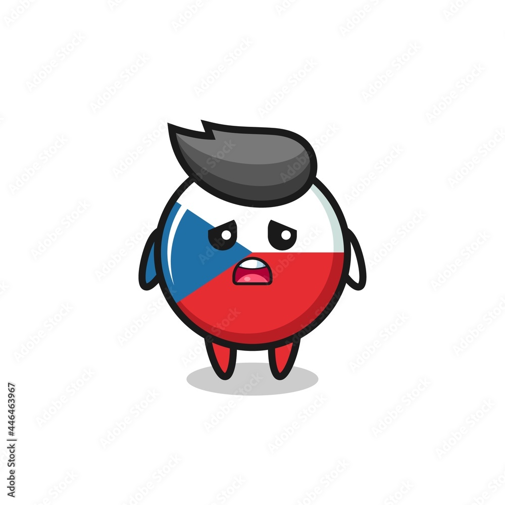 disappointed expression of the czech republic flag badge cartoon