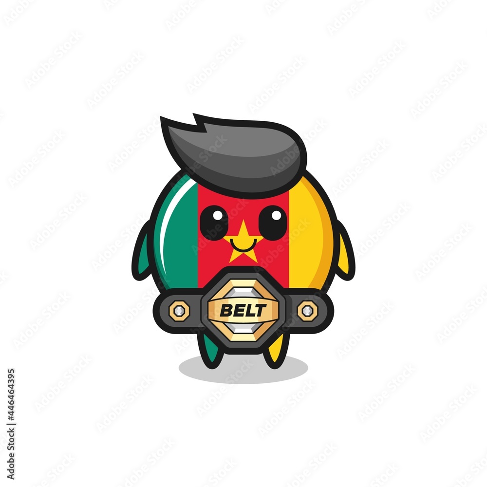 the MMA fighter cameroon flag badge mascot with a belt the MMA fighter cameroon flag badge mascot with a belt