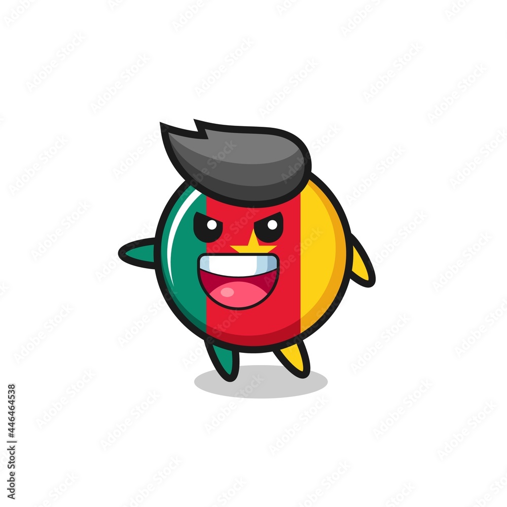 cameroon flag badge cartoon with very excited pose