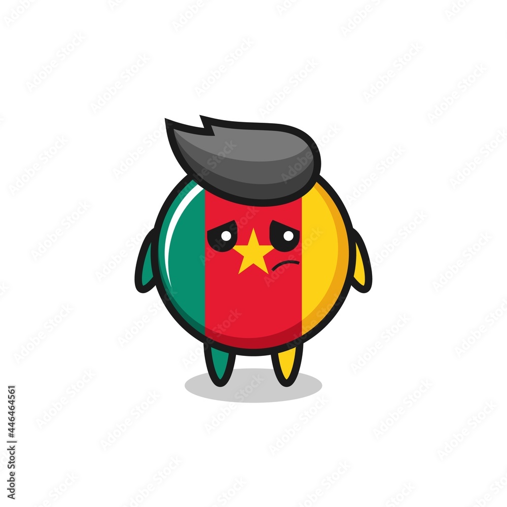 the lazy gesture of cameroon flag badge cartoon character