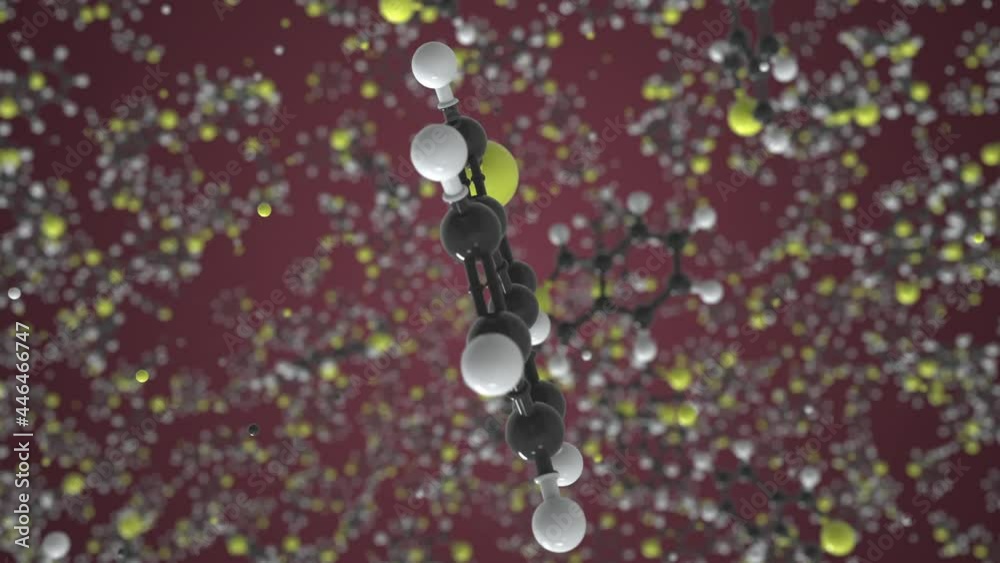 Benzo(c)thiophene molecule. Conceptual molecular model. Chemical looping 3d animation Benzo(c)thiophene molecule. Conceptual molecular model. Chemical looping 3d animation