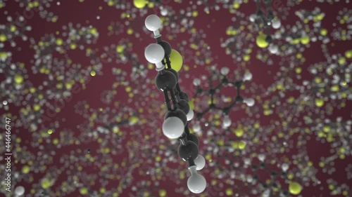 Benzo(c)thiophene molecule. Conceptual molecular model. Chemical looping 3d animation photo
