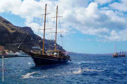 Amazing ship in the Aegean Sea near Santorini  photo