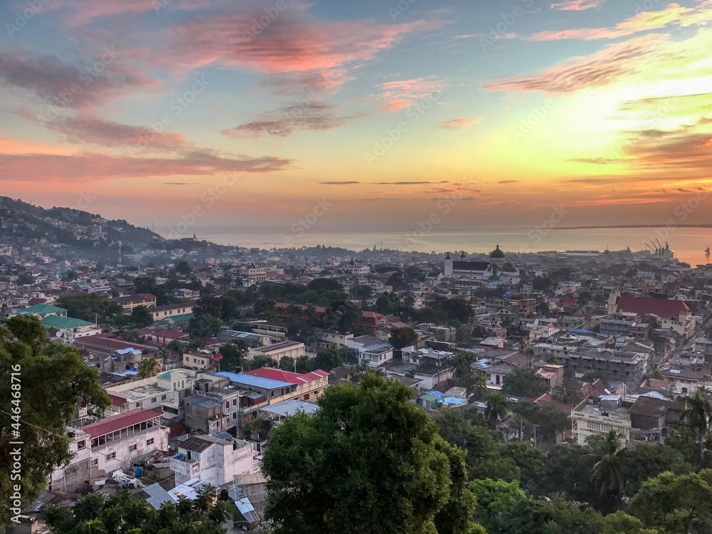 A Sunrise View of Cap-Haitien, Haiti from the Hills Above