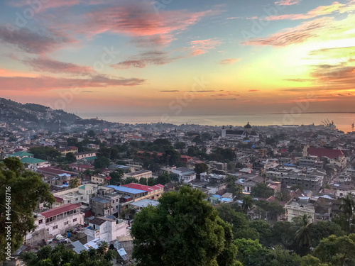 Fototapet A Sunrise View of Cap-Haitien, Haiti from the Hills Above