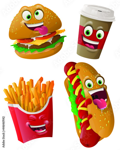 fast food faces masks with mouth and eyes of aliens emoticon