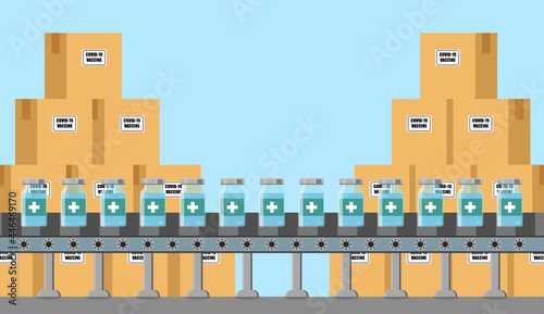 Illustrations concept COVID-19 Vaccine on production line