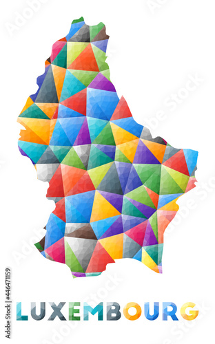 Luxembourg - colorful low poly country shape. Multicolor geometric triangles. Modern trendy design. Vector illustration.