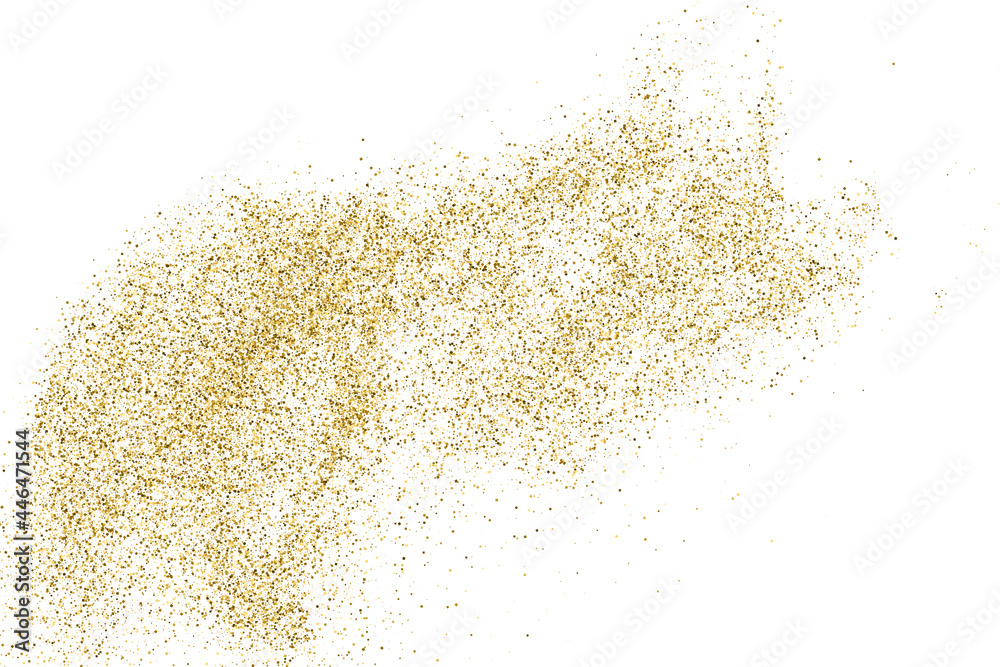 Gold Glitter Texture Isolated On White. Goldish Color Sequins. Celebratory Background. Golden Explosion Of Confetti. Vector Illustration, Eps 10.