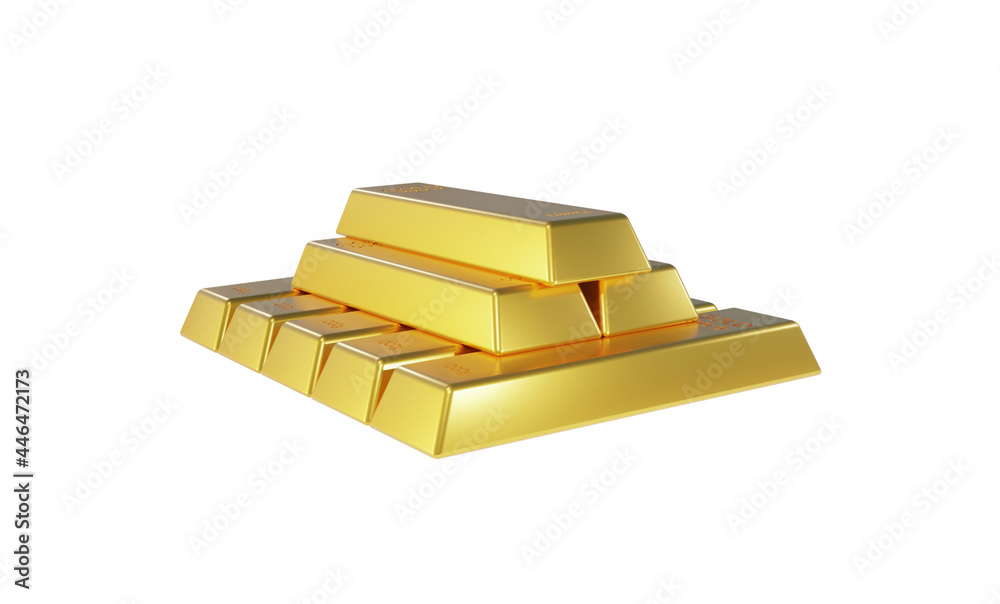lots of gold bars banking and financial concept with a clipping path. 3d rendering