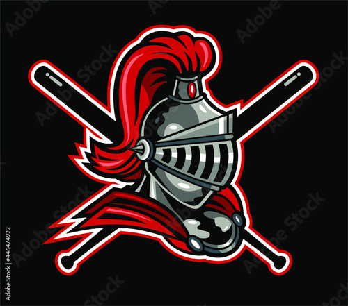 knights baseball team design with helmet and crossed bats for school, college or league