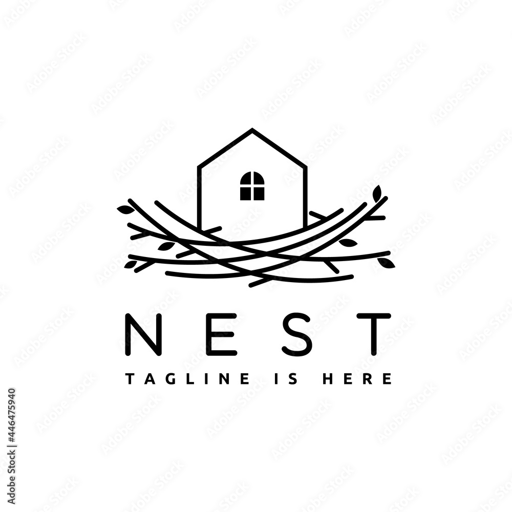 Fototapeta premium Nest Home Illustration Logo Icon Design Vector Template
