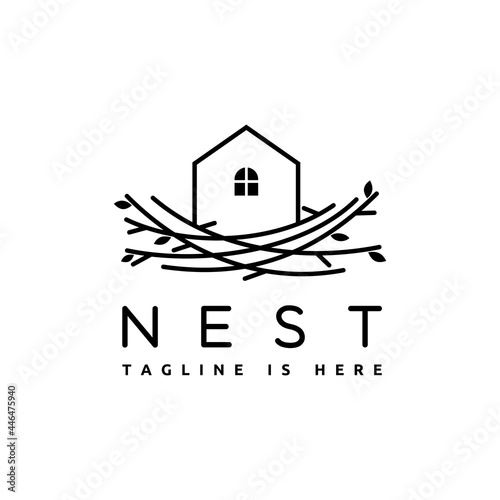 Nest Home Illustration Logo Icon Design Vector Template