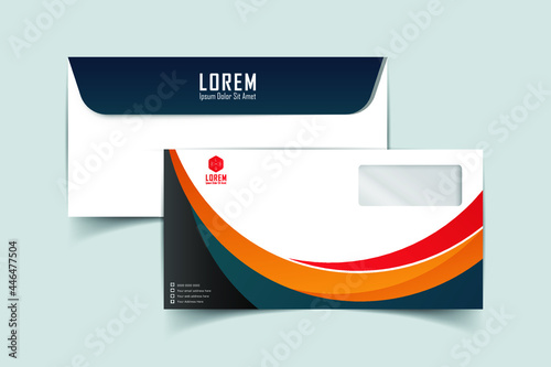 DL Envelope template front and back view. Template for advertising, branding and corporate identity. Envelope with window. DL Envelopes mockup for design. Vector illustration. EPS 10