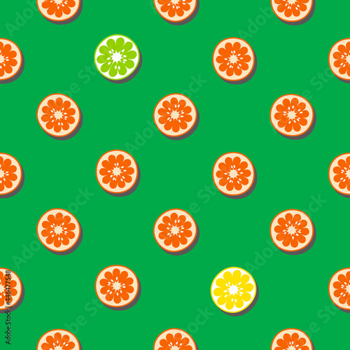 seamless vector pattern with orange, lime and lemon