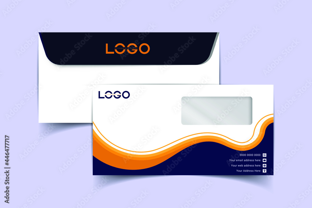 Realistic envelope. DL blank stationery mockup, open closed front and ...