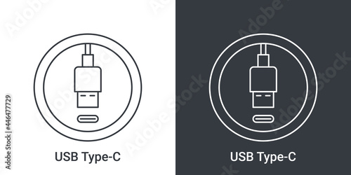 USB Type C port icon. Socket usb plug in. USB connectors. Vector illustration photo