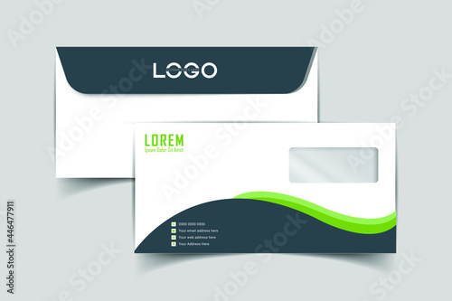 DL Envelope template front and back view. Template for advertising, branding and corporate identity. Envelope with window. DL Envelopes mockup for design. Vector illustration. EPS 10