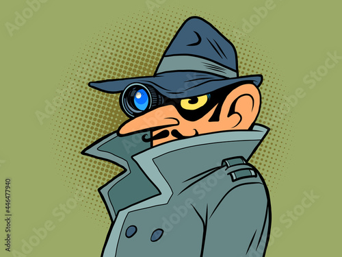 a spy with a lens for an eye. Peeping and eavesdropping. state surveillance