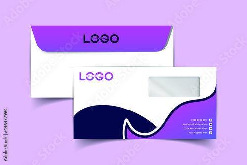 DL Envelope template front and back view. Template for advertising, branding and corporate identity. Envelope with window. DL Envelopes mockup for design. Vector illustration. EPS 10