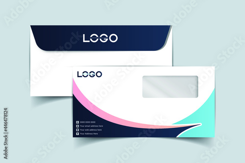 DL Envelope template front and back view. Template for advertising, branding and corporate identity. Envelope with window. DL Envelopes mockup for design. Vector illustration. EPS 10