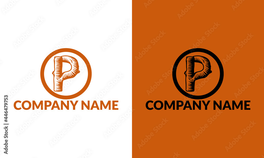 Abstract P letter logo with wood veins logo vector icon illustration ...