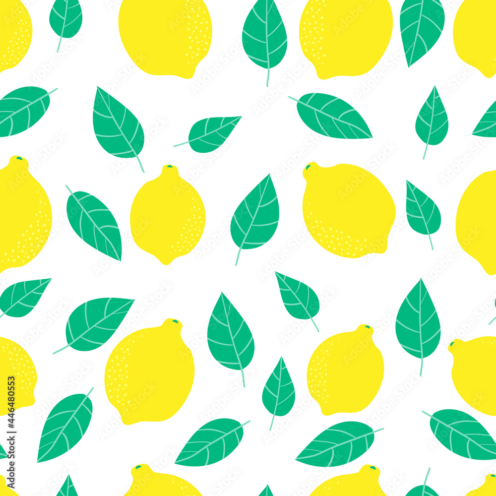 Lemon citrus juicy seamless pattern. Orange sweet yellow pattern. Bright fruit texture for printing on fabric and packaging paper on a white background. Lemon citrus juicy seamless pattern. Orange sweet yellow pattern. Bright fruit texture for printing on fabric and packaging paper on a white background.