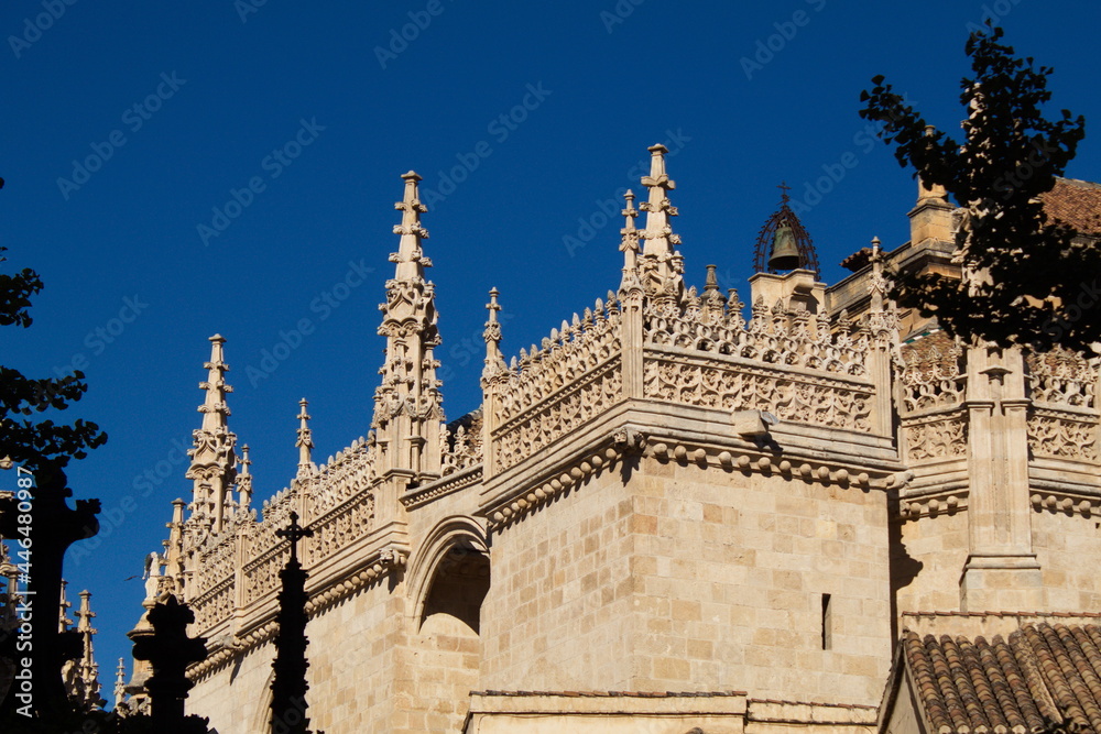 Gothic style cathedral exterior with pinnacles