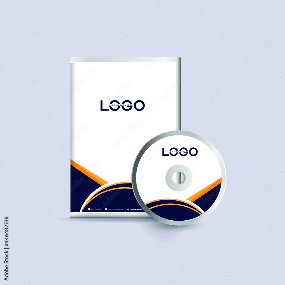 Stylized DVD Cover design template. Luxury, Modern, Elegant, Professional Minimalist Business DVD cover design design with disk label design. Vector illustration	